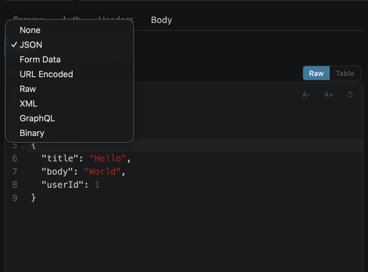 Body type dropdown showing all 7 options